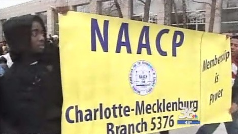 NC Voting Rights Protest naacp sign charlotte