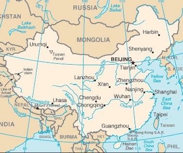 A Map of China and its Neighbors