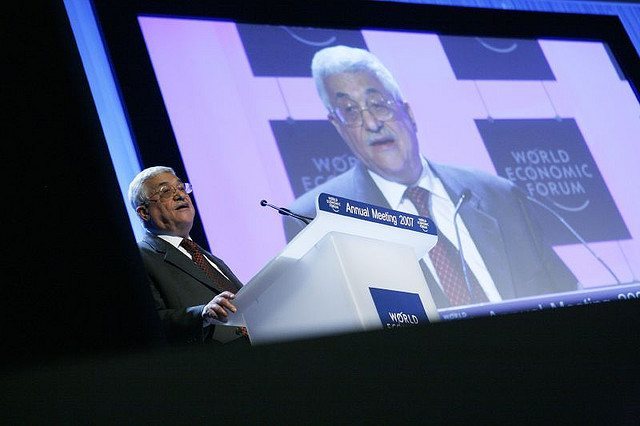 Palestine Abbas at Podium w Large Video