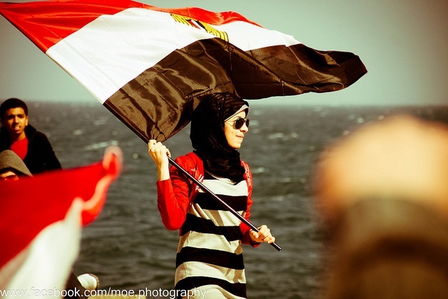 Egypt Hijab w Flag at Beach