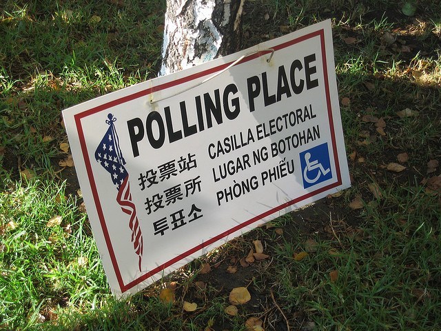 US Sign Polling Place Many Languages