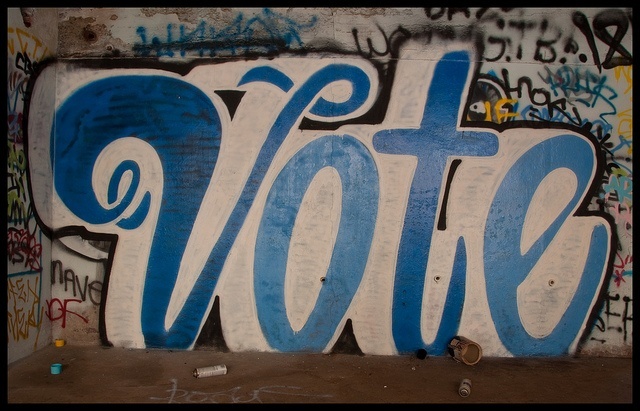 Two Vote Graffiti Blue