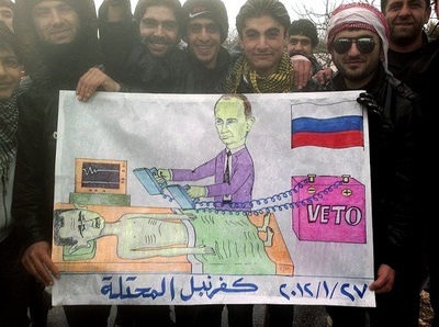 Poster Putin Saving Assad proof that Russia is a dictatorship