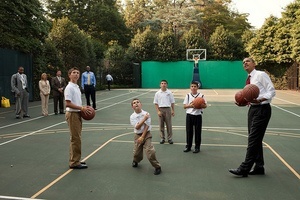 Obama Basketball With Kids