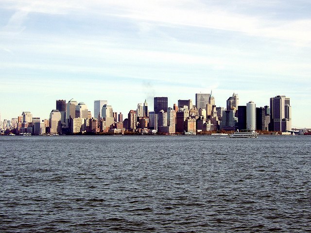 Manhattan Skyline New Yorkers Register to Vote