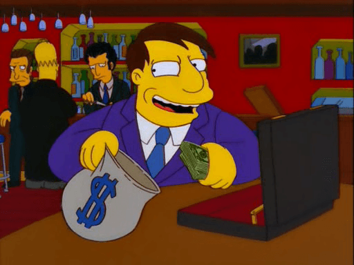 Cartoon Simpsons Quimby w Money Bag