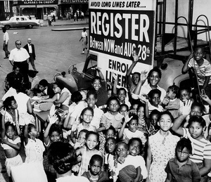US Black People Register Sign Old BW