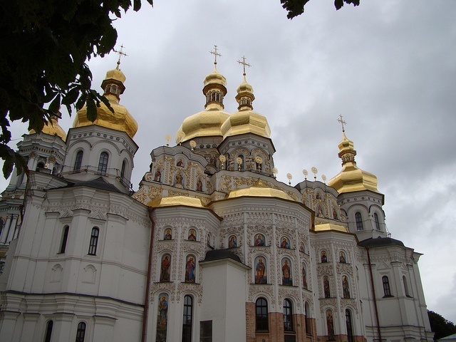 Ukraine Church Gold Domes w Crosses