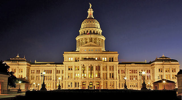 Ballot-Harvesting Texas State  Capitol at Night