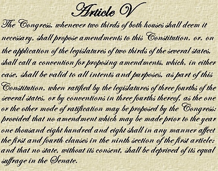Article Five of US Constitution Congress Sets State Application Count