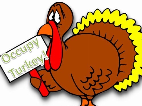 occupy turkey with sign cartoon