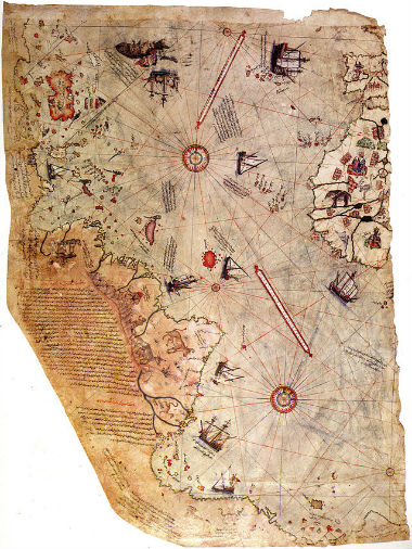 Columbus and Amerigo Vespucci Piri reis world map