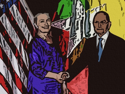 Burma Reformer Thein Sein Reads Blair with hilary clinton