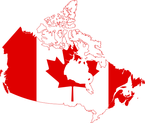 Canada flag on map as art