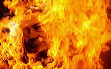 mubarak dictator egypt in fire graphic
