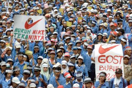 Protest against Nike Accused of Paying Indonesia