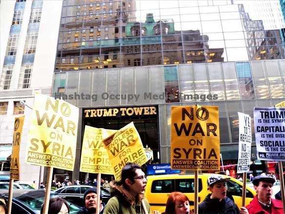 Trump Towers Protests of U.S. Airstrike