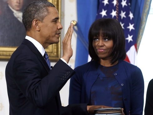 Michelle Obama's Inauguration Haircut inaugural swearing in obama by AP