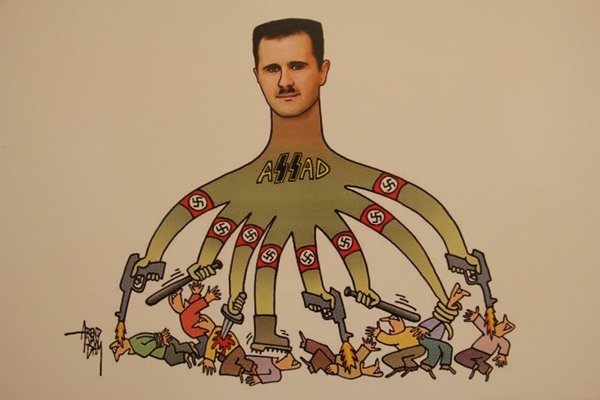 Depictions of Syria's Assad cartoon octopus 