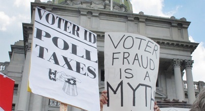 Voter ID fraud pennsylania sign poll election