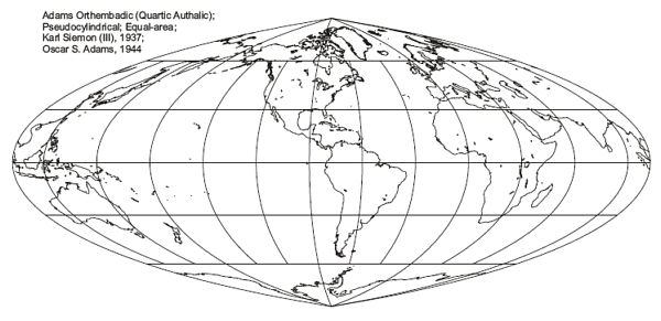 Quartic World Map proj quarticauthalic
