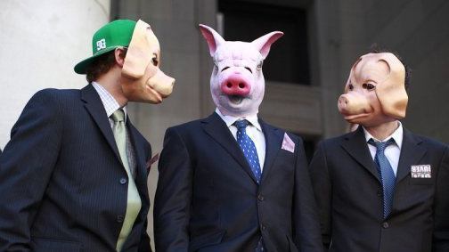 government protest pig mask american corporate state