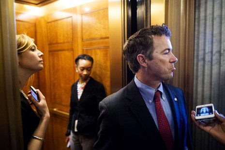 Conservative libertarian Rand Paul intends to run for President speaks with reporter