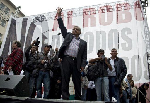 Andres Manuel Lopez Obrador leads protests