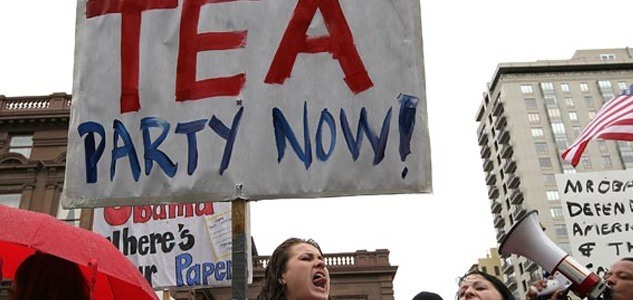 GOP Tea Party Split sign