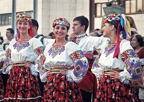 Cultural Performance with performers in traditional Ukrainian dress